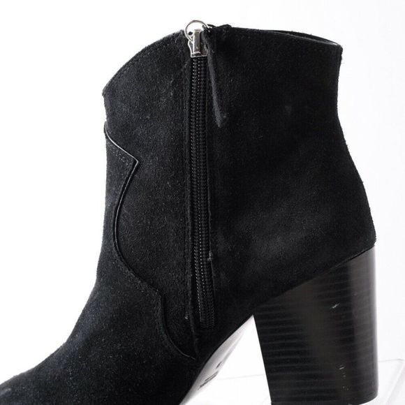 Zara Womens Black Leather Cowboy Ankle Boots 7.5 - Picture 9 of 10